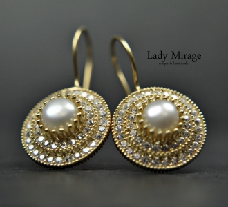 925 Silber Echte Perlen Ohrringe - Zirkonia - 14k Gold - Brautschmuck - Perlenschmuck set Schmucksets für Hochzeiten - Handmade Geschenkidee